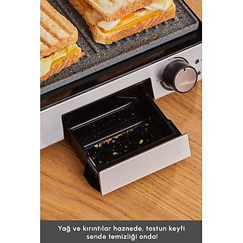 Karaca Biogranit Inox Tost Makinesi 2000 W 4 Kademe Pi�irme Ayarl� �elik G�vde Granit Izgara Plaka