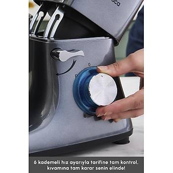 Karaca Multichef Stand Mikser Antrasit Mutfak �efi 1900W 5,5 Lt (K�yma �ekme /Sucuk-Sosis/��li K�fte Aparatl�)