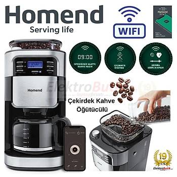 HOMEND SMART COFFEEBREAK 5007H 1.2 LITRE CEKIRDEK OGUTUCULU UYGULAMA DESTEKLI FILTRE KAHVE MAKINESI