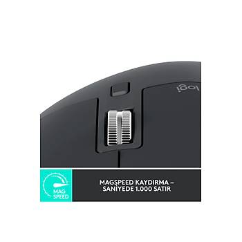 Logitech MX Master 3S Performans 8000 DPI Optik Sensrl Sessiz Kablosuz Mouse - Siyah 910-006559