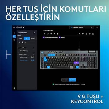Logitech G915 X GL Tactile Brown Switch RGB Kablolu Ingilizce Mekanik Gaming Klavye 920-012942