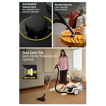 Karcher VCC 4 CycloneX 800 W Toz Torbas�z Elektrikli S�p�rge 1.349-420.0