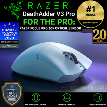 Razer Deathadder V3 Pro Kablosuz Gaming Mouse Beyaz RZ01-04630200-R3G1