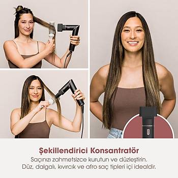 Shark Flexstyle 3-In-1 Sa� Kurutma & �ekillendirme Sistemi 1400 W Siyah/Rose Gold 3 Kademe H�z Ayar� HD424EU