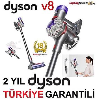 DYSON V8 KABLOSUZ DIKEY SARJLI SUPURGE GUMUS NIKEL 2 YIL DYSON TURKIYE GARANTILI