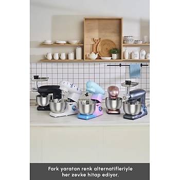 Karaca Multichef Pembe Stand Mikser Rosegold Mutfak �efi 1900W 5,5 Lt (K�yma �ekme /Sucuk-Sosis/��li K�fte Aparatl�)