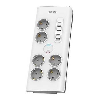 Philips SPN7060WA/62 6'l� 5 USB'li 2 m Anahtarl� Ak�m Korumal� Priz