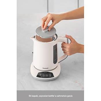 Homend Royaltea 1757H 1700W Konu�an Cam Demlikli �ay Makinesi Beyaz