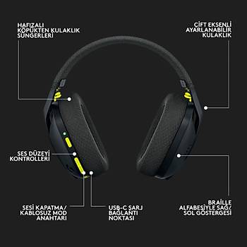 LOGITECHG G435 LIGHTSPEED KABLOSUZ OYUNCU KULAKLIGI SIYAH 981-001050