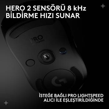 Logitech G Pro 2 Lightspeed Siyah 910-007296 44K Hero 2 Optik LIGHTSYNC RGB �arjl� 80gram Kablosuz Oyuncu Mouse