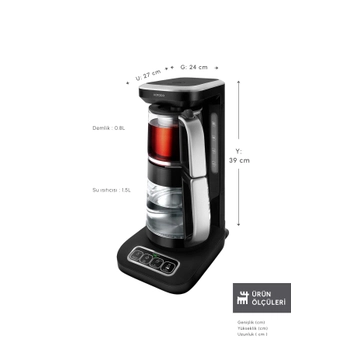 Karaca �aysever Robotea Pro Connect 4 in 1 Konu�an Cam �ay Makinesi Silver