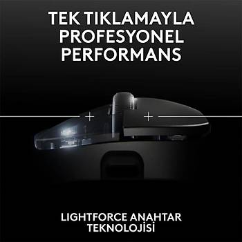 Logitech G PRO X Superlight 2 DEX Siyah 910-007358 44K Lightspeed Hero 2 Optik �arjl� 60gram Kablosuz Oyuncu Mouse