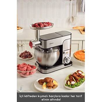 Karaca Inoxchef Pro Hamur Yo�urma Makinesi 1300W 7L Paslanmaz �elik G�m�� Renk