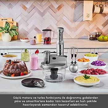 Karaca Mastermaid Prosteel Cam Mutfak Robotu Uzun Blender Ayakl� 6 B��akl� 2500 W Galaxy Grey