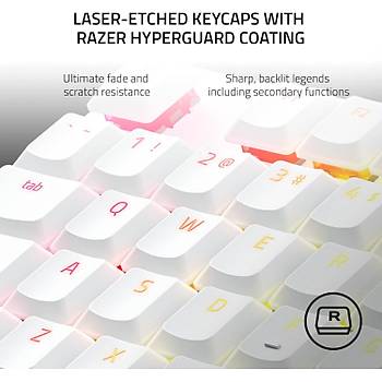 Razer DeathStalker V2 Pro Purple Switch ngilizce Kablosuz Beyaz Oyuncu Klavyesi RZ03-04363500-R3M1