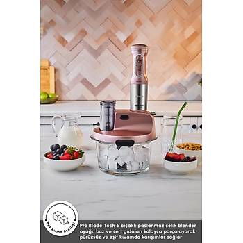 Karaca Mastermaid Prosteel Uzun Blender Ayakl� 6 B��akl� Cam Mutfak Robotu 2500W Rosegold