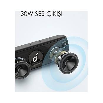 Anker Soundcore Motion+ Kablosuz HiFi Bluetooth Hoparlr - 30W Stereo Ses - IPX7 Suya Dayankllk - 12 Saate Varan arj - Siyah - A3116 (Anker Trkiye Garantili)
