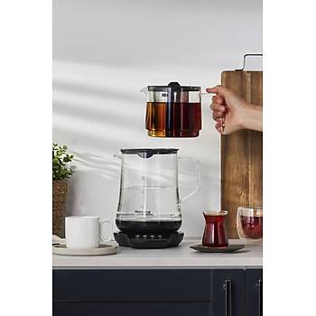 Homend Royaltea 1746H Konusan CAM Cay Makinesi 1800W 1,5lt CAM Isitici 1Lt. Cam Demlik