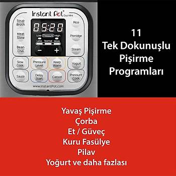 Instant Pot Duo 7'si 1 Arada Ak�ll� Pi�irici, 5.7 L, D�d�kl� Tencere, Yumu�ak Pi�irici, Pilav Pi�irici, Sote Tavas�, Yo�urt Haz�rlay�c�, Buharl� Pi�irici Ve Yemek Is�t�c�s�
