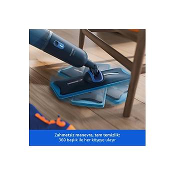 Philips OneUp 3000 Serisi Elektrikli Mop, Kablosuz, Bakterilere kar�� %99,9 etkili, 360 derece ba�l�k ile zahmetsiz kullan�m, XV3101/01