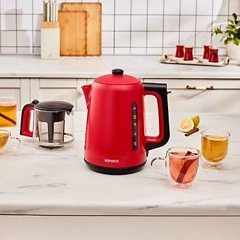 Karaca Mega Tea 1501 Cam �ay Makinesi Cherry Red 1500 W