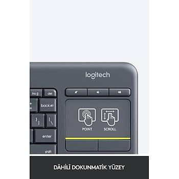 Logitech K400 Plus 920-007149 Touchpad Dokunmatik Smart TV Siyah Q Kablosuz Klavye