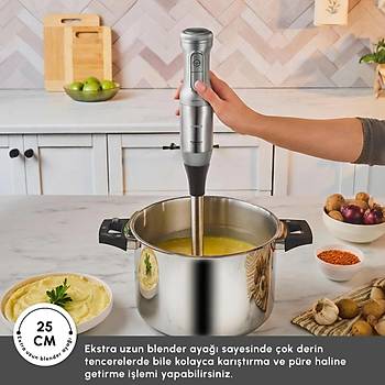 Karaca Mastermaid Prosteel Cam Mutfak Robotu Uzun Blender Ayakl� 6 B��akl� 2500 W Galaxy Grey