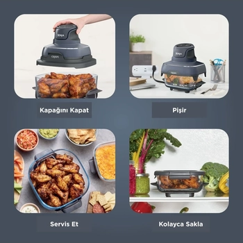 Ninja Cr�spi 4-in-1 Ta��nabilir Cam Hazneli Pi�irme Sistemi - Blue FN101EUGY