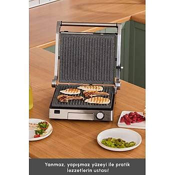 Karaca Biogranit Inox Tost Makinesi 2000 W 4 Kademe Pi�irme Ayarl� �elik G�vde Granit Izgara Plaka