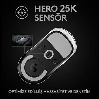 LOGITECH G PRO X SUPERLIGHT HERO 25.600 DPI 400 IPS LIGHTSPEED KABLOSUZ BEYAZ 910-005943