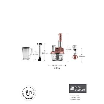 Karaca Mastermaid Prosteel Uzun Blender Ayakl� 6 B��akl� Cam Mutfak Robotu 2500W Rosegold