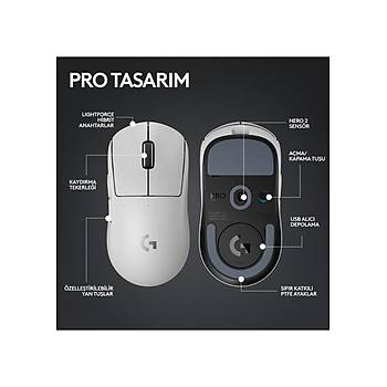 Logitech G PRO X Superlight 2 Beyaz 910-006639 44K Lightspeed Hero 2 Optik �arjl� 60gram Kablosuz Oyuncu Mouse