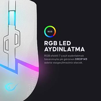 RAMPAGE DROP M3 BEYAZ OYUNCU MOUSE