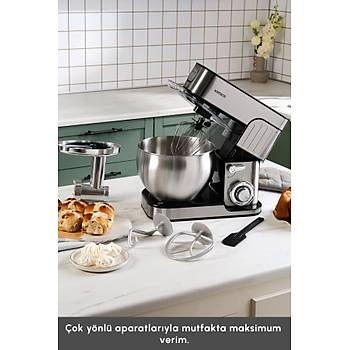 Karaca Inoxchef Pro Hamur Yo�urma Makinesi 1300W 7L Paslanmaz �elik G�m�� Renk