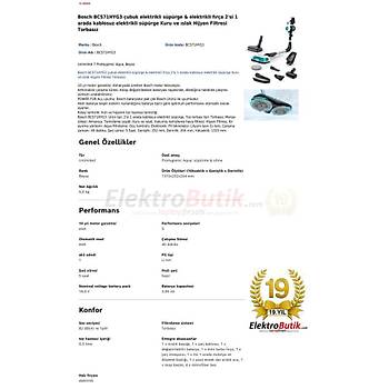 BOSCHUNLIMITED 7 PROHYGIENIC AQUA DIK SARJLI SUPURGE BCS71HYG3 *** YEN MODEL *** 