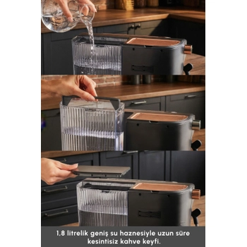 Karaca Hat�r Perfetto Dijital ve Dokunmatik Ekranl� �elik Cezveli Espresso ve T�rk Kahve Makinesi Copper