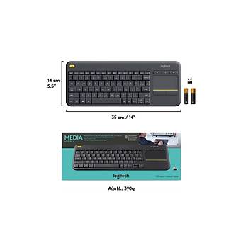 Logitech K400 Plus 920-007149 Touchpad Dokunmatik Smart TV Siyah Q Kablosuz Klavye