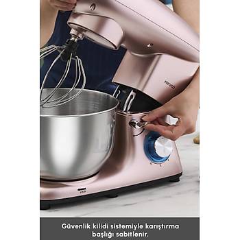 Karaca Multichef Pembe Stand Mikser Rosegold Mutfak �efi 1900W 5,5 Lt (K�yma �ekme /Sucuk-Sosis/��li K�fte Aparatl�)