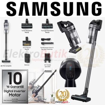 Samsung VS20B75ACR5/TR Jet 75E �arjl� Dikey S�p�rge, 200W Emi� G�c�, Dijital Invert�r Motor