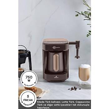 Karaca Hat�r Barista T�rk Kahve Makinesi ? 5 Fincan, S�t K�p�rtme ve S�tl� ��ecek Haz�rlama �zellikli, Kolay Temizlenen Ceviz Kahverengi
