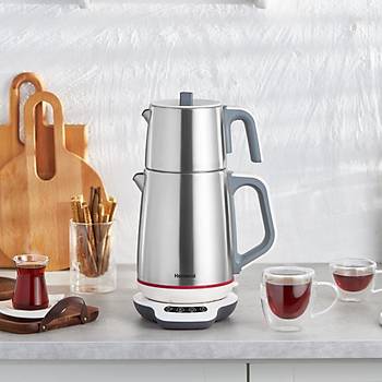 Homend Royaltea 1709H Dokunmatik Konuan Celik Cay Makinesi 1800W 1,9Lt Celik Isitici 1Lt. Celik Demlik 
