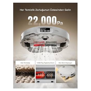 Roborock Qrevo Curvx Ak�l� Robot S�p�rge Beyaz 22.000 Pa HyperForce Emis Gucu