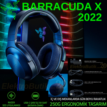 Razer Barracuda X S�YAH  RZ04-04430100-R3M1 Kablosuz Oyuncu Kulakl�k