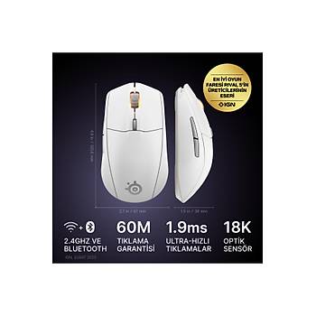 SteelSeries Rival 3 Gen 2 Kablosuz SSM62524 Optik 6 Tu� 8500DPI Beyaz Kablolu Gaming (Oyuncu) Mouse