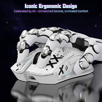 ATTACK SHARK X11 SE �arjl� Makrolu Ergonomik Optik Kablosuz Oyuncu Mouse + Etiket PixArt PAW3311 Sens�r, 22000 DPI, BT/2.4G AS-X11SE-WH