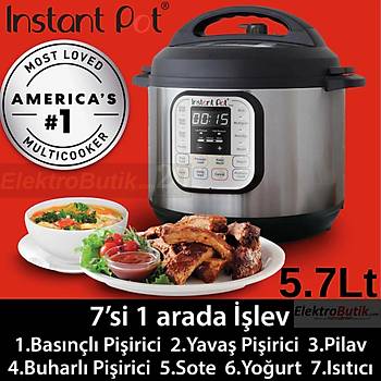 Instant Pot Duo 7'si 1 Arada Ak�ll� Pi�irici, 5.7 L, D�d�kl� Tencere, Yumu�ak Pi�irici, Pilav Pi�irici, Sote Tavas�, Yo�urt Haz�rlay�c�, Buharl� Pi�irici Ve Yemek Is�t�c�s�