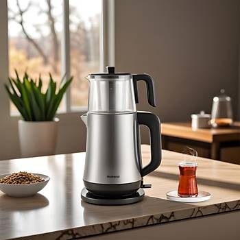 Homend Royaltea Elegant 1777H Inox Cay Makinesi 1800W 1,7lt Celik Isitici 1Lt. Cam Demlik 