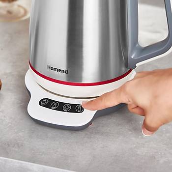 Homend Royaltea 1709H Dokunmatik Konuan Celik Cay Makinesi 1800W 1,9Lt Celik Isitici 1Lt. Celik Demlik 