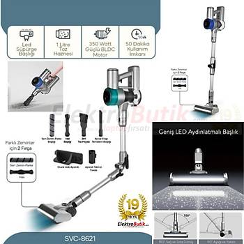 SINBOSVC-8621 BLDC MOTORLU DIKEY KABLOSUZ SARJLI LED AYDINLATMALI SUPURGE