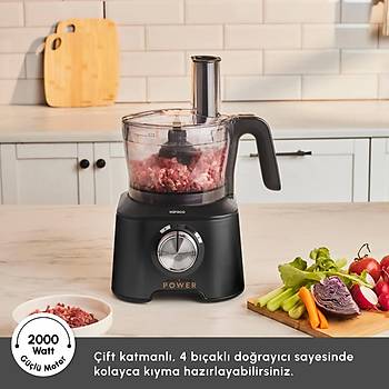 Karaca Mastermaid Power Multifunctional 10 in 1 Mutfak Robotu 2000W Black